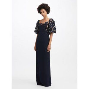 Oscar De La Renta Navy Column Evening Gown